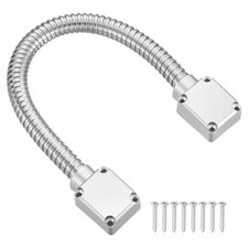 Armored Door Cord with Aluminum End Caps Set 16" Length 0.8" OD, Silver