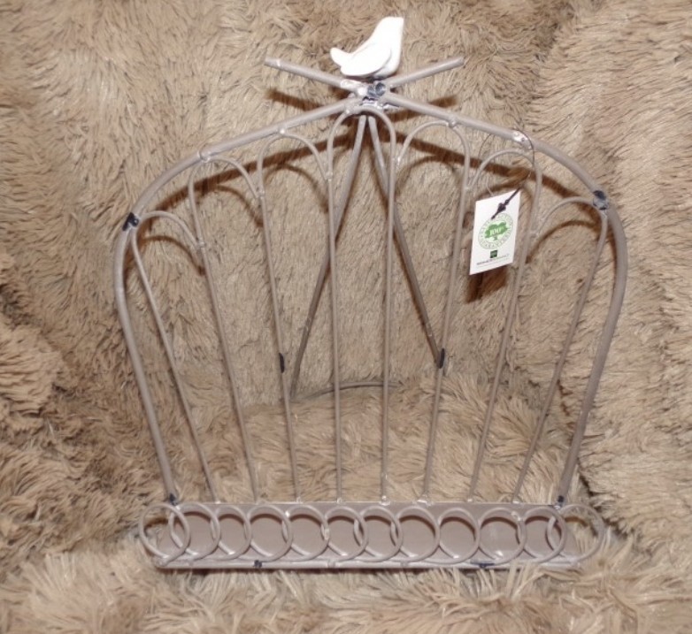 Lutrin de cuisine en métal taupe avec oiseau céramique blanc modèle C16
