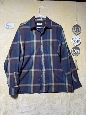 Arrow Sport Vintage Shirt Long Sleeve Button Down Adult Blue Purple Plaid Mens L