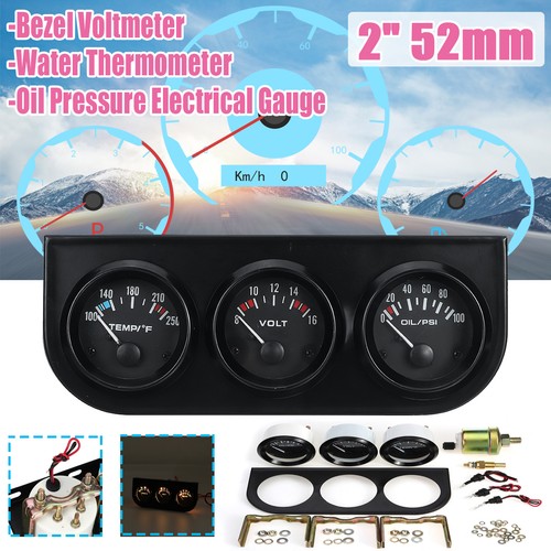 2 Inch 52mm Universal Oil Pressure Gauge Kit With Sensor - 12V Car Truck Vehicle