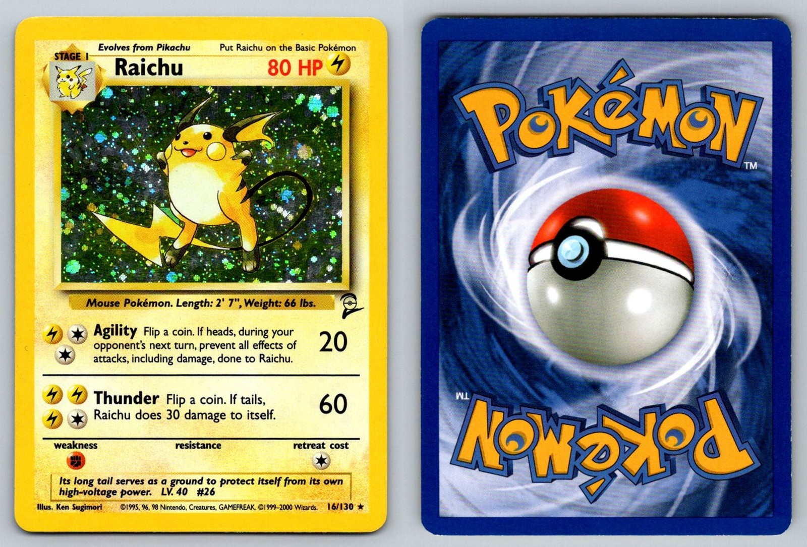 Raichu - Base Set 2 - Holo - Rare - 16/130 - Pokemon - LP