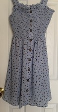 Sienna Sky Blue Floral Soft Sleeveless Sundress M Babydoll Boho W/Curves
