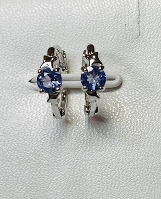 925 Sterling Silber natürliche bläulich lila Tansanit Creolen zertifiziert