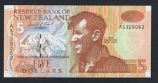 New Zealand 5  DOLLARS AUNC/F10