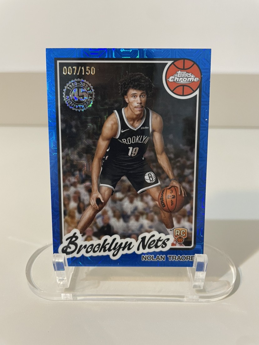 2025-26 Topps Nolan Traore 1980-81 Chrome RC Blue Mojo Refractor #/150 Nets