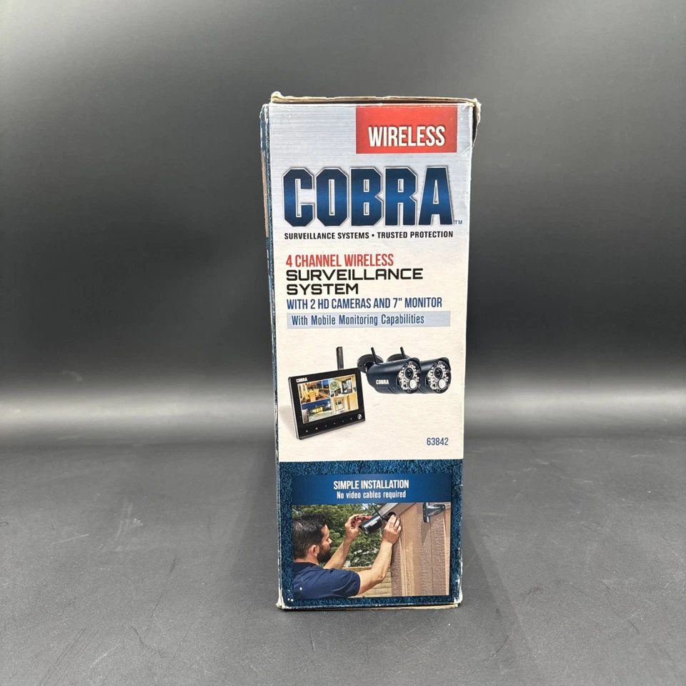 Cobra 7" Wireless Surveillance System Receiver W/ Power Cable 63842 W/ 2 CAMERAS - Image 2 of 4