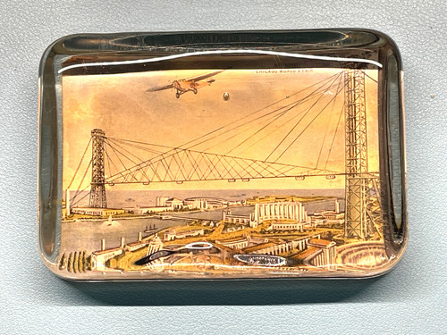 1933 Chicago World's Fair SKY RIDE Thick Glass Paperweight 3"X4" in Great Shape