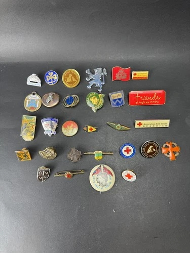 Vintage Bulk Lot Pins & Badges 9ct SL Masonic Club, Red Cross