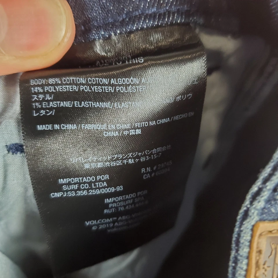 Volcom V Vorta Slim Fit Straight Stretch Jeans Mens 28x32 Blue Denim Medium Wash - Image 4 of 4