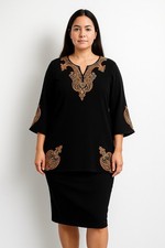 Black Kurta With Orange Gold Embroidery large fits like medium