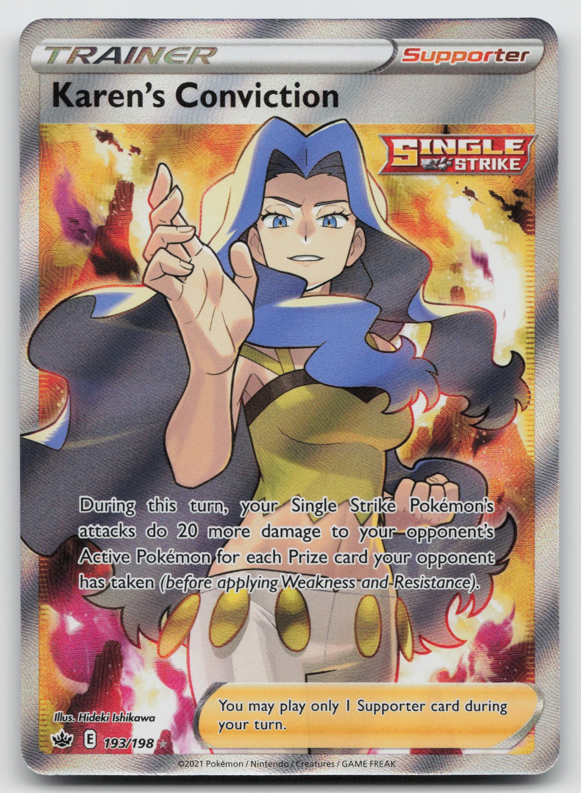 Karen's Conviction (Full Art) Ultra Rare Holo SWSH06: Chilling Reign 193/198 NM