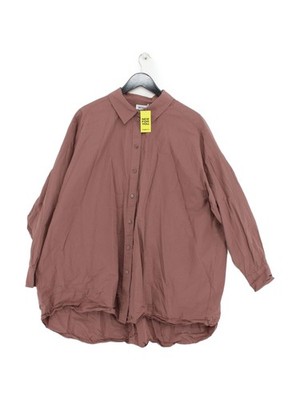 Weekday Women's Shirt M Brown 100% Cotton Long Sleeve Collared Basic