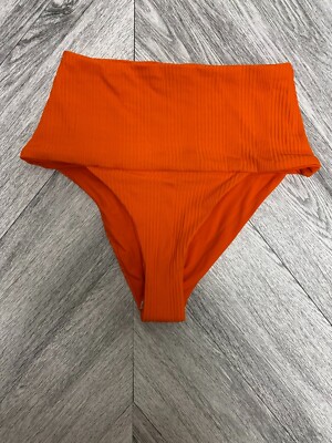 L Space Womens Orange High Waisted Rib Stretch Swim Desi Classic Bikini Bottom S
