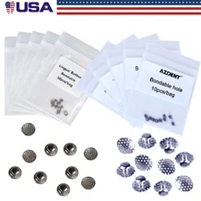 Denal Orthodontic Bondable Lingual Buttons Round Base Hollow with Holes Metal