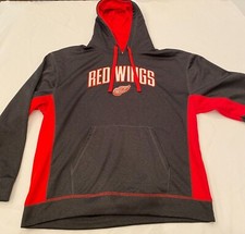 Detroit Red Wings NHL Licensed Pullover Hoodie XL Gray & Red Polyester Fleece Me