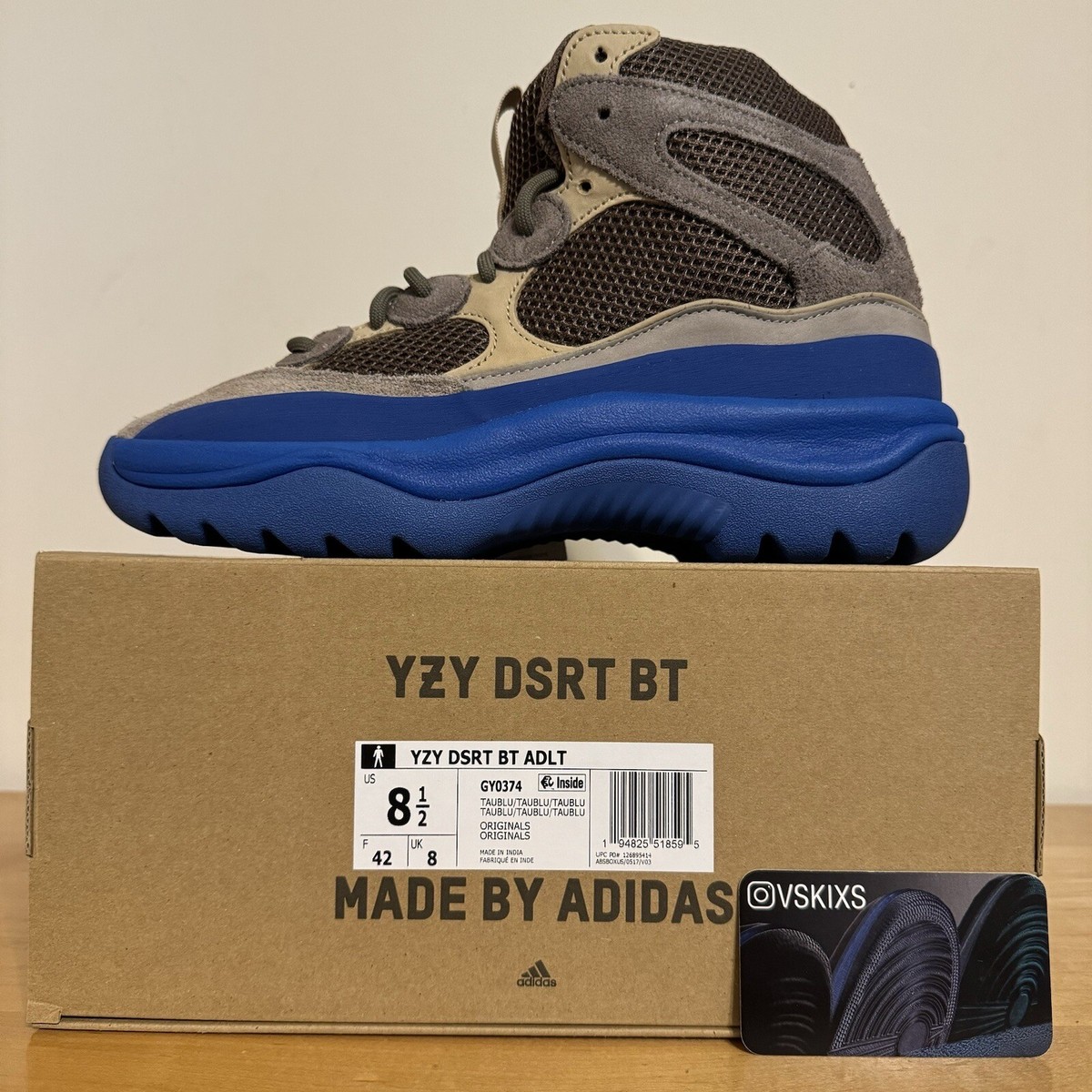 taupe blue yeezy boot