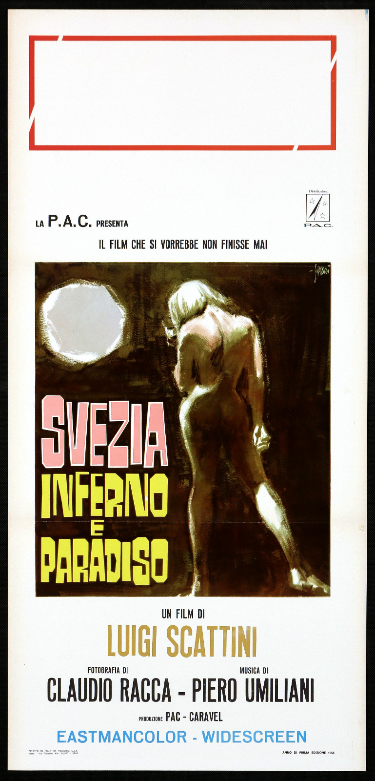 Locandina originale film Svezia, inferno e paradiso (1° tipo) (1968) - Regia di Luigi Scattini