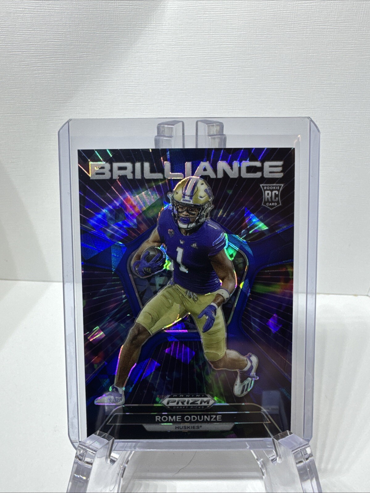 2024 Panini Prizm Draft Picks Rome Odunze RC Brilliance Blue Ice #3/99 -Bears