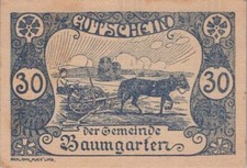 30 HELLER 1920 City of BAUMGARTEN Upper AUSTRIA Notgeld #PE983.U