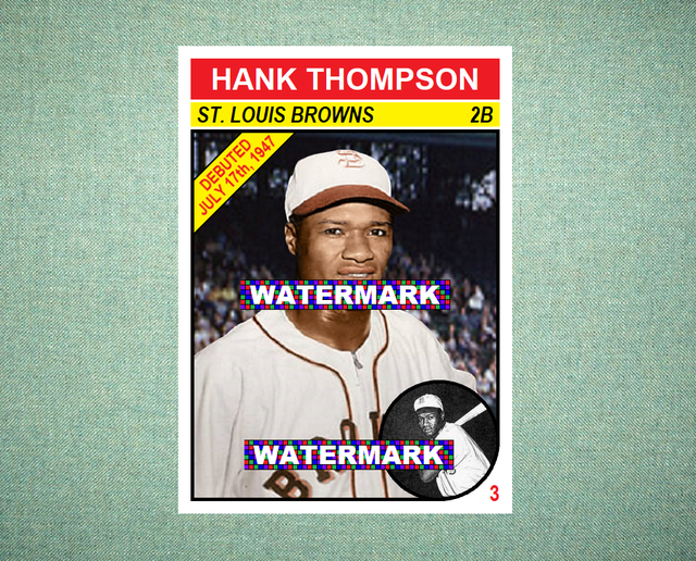 3 Hank Thompson St Louis Browns Custom Baseball Art Card 1st Black