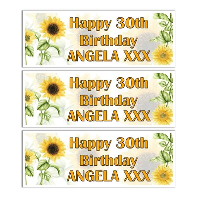 PERSONALISIERTE SONNENBLUME GEBURTSTAG BANNER NAME FRAUEN MÄDCHEN WANDDEKO