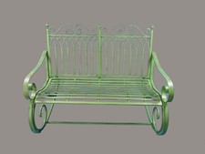 Schaukelbank Gartenmöbel rustikal grün Antikstil Eisen Gartenbank Metallbank