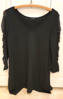 Clara Sun Woo Black Tunic with Ruched Sleeves XS