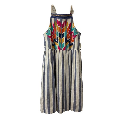 tie dye embroidered dress Elegant Tie-Dye Puff Sleeve Midi Dress with V-Neck and Tie Waist for W –  Canary Houze main image 0