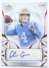 🔥 ETHAN GARBERS 9/15 AUTO 2024 LEAF TRINITY FOOTBALL CLEAR RED ROOKIE #CA-EG1