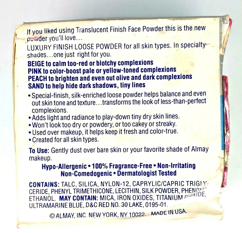 RARE ALMAY LUXURY FINISH LOOSE POWDER-PEACH BNWB VINTAGE PACKAGING BOX DAMAGED* - Image 3 of 3