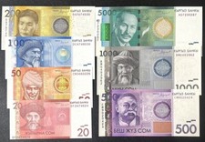 Kyrgyzstan Set 7 Pcs 20 50 100 200 500 1000 5000 Som 2016 P 24 25 26 - 30 UNC NR