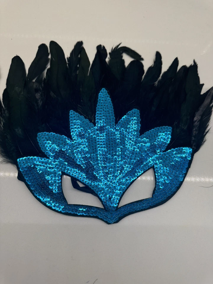 Halloween Feather Mask Costume Accessory Mardi Gras Dress Up Party bundle 2pack - Image 3 of 4