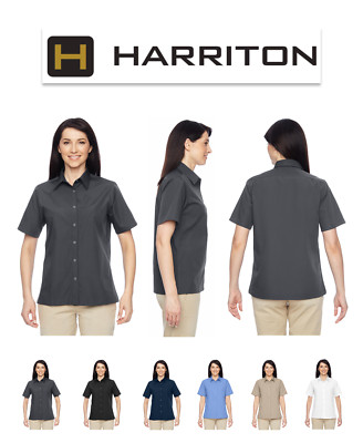 M545W Harriton Ladies Advantage Snap Closure Short-Sleeve Shirt