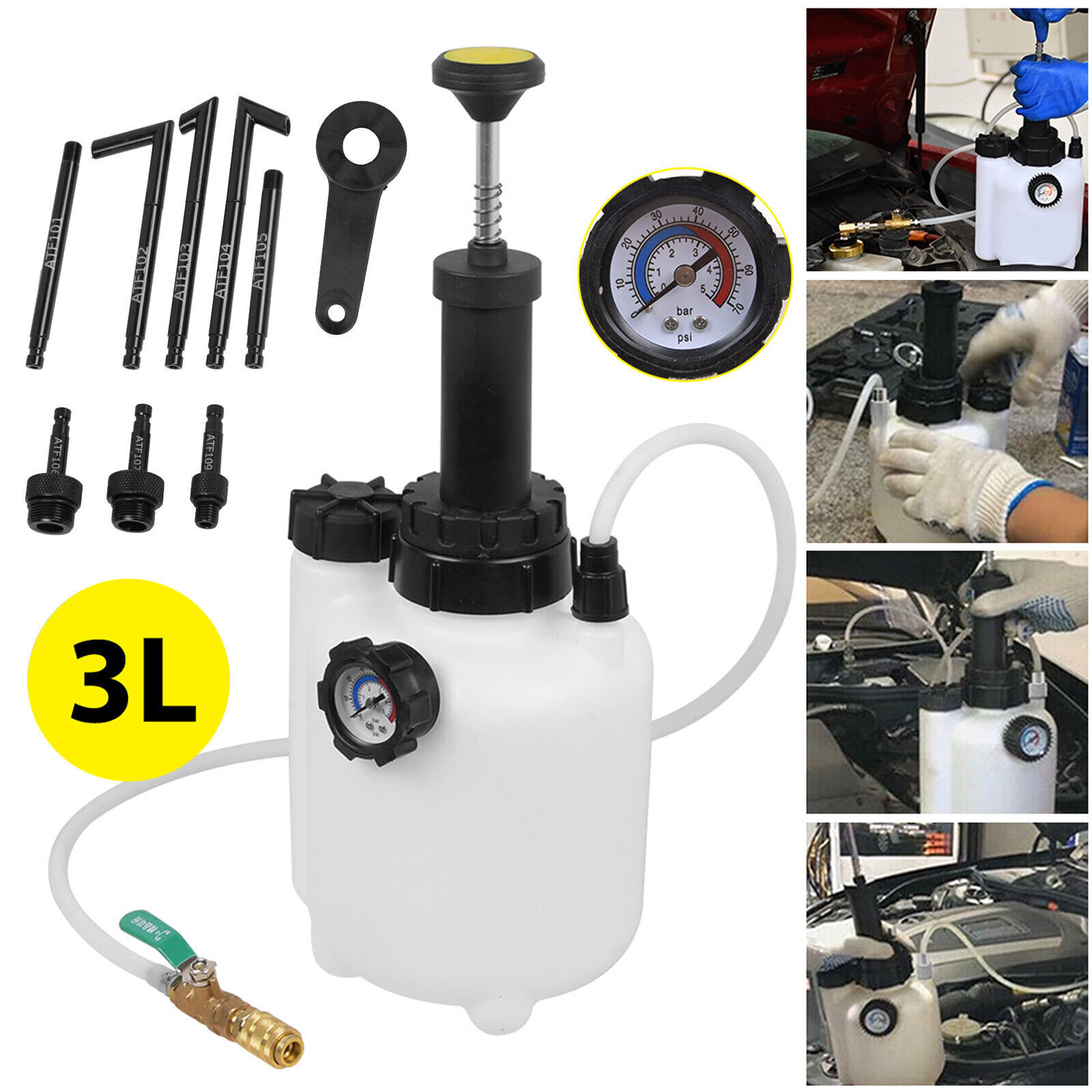 Filling System Fluid Pump Manual Tool With 8pc Atf Adaptors