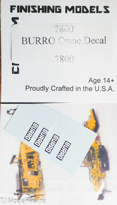 Custom Finishing Models HO #7800 BNURRO Crane Decal (Water Slide Decal)