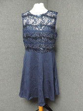Dorothy Perkins Navy Sequin Lace Dress UK 14 RRP £24 LN120 AA 03
