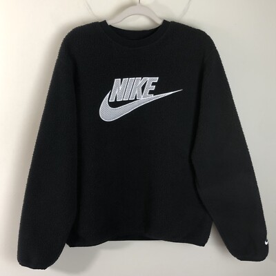 Nike Sportswear Essential Sherpa Sweatshirt Crewneck Men's Size M Black White