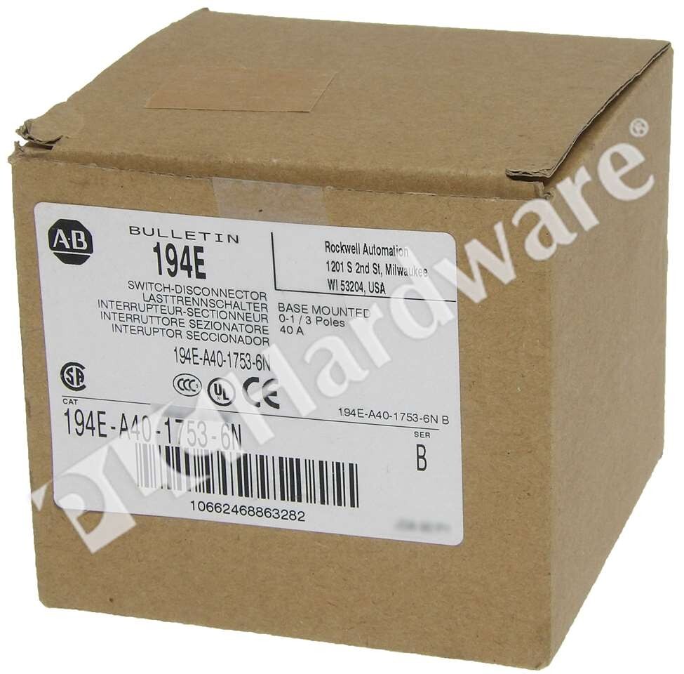 Open Pre-owned Allen Bradley 194E-A40-1753-6N Ser B IEC Load Switch 3-Pole 40A