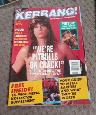 AEROSMITH KERRANG NO.435 MAGAZINE MAR 20 1993 COVER rare with maiden posters 