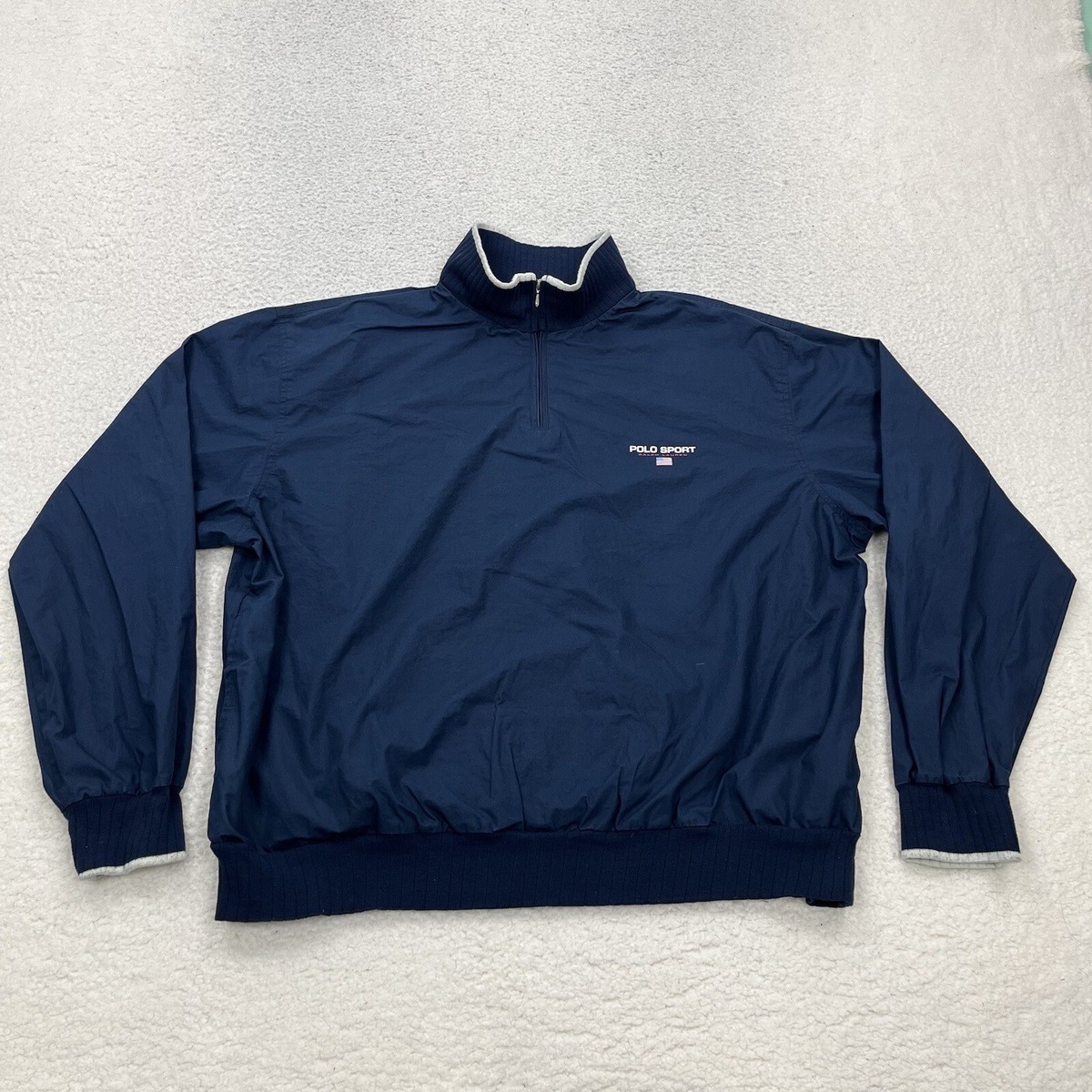 Polo Sport Ralph Lauren ナイロンジャケット Polo Sport Ralph Lauren Windbreaker Mens 2XL Blue 1/4 Zip Pullover