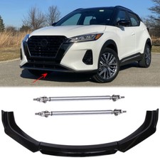 Front Bumper Chin Lip Spoiler Splitter + Strut Rods For Nissan Kicks 2010-2024