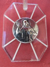 MEDAILLE de BERCEAU ancienne SACRE COEUR de Jésus MEDAILLON signé E.DROPSY