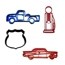 ROUTE 66 VINTAGE VEHICLE TRAVEL THEME SET OF 4 COOKIE CUTTERS MADE IN USA PR1827