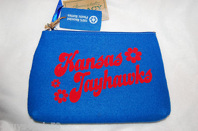 KANSAS JAYHAWKS Felt Case Cosmetic Pouch 6x9 made with Recycled  Bottles