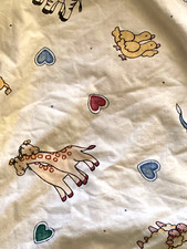 Vintage 1980s Dundee Fitted Crib Sheet Pairs of Baby Animals USA 100 Cotton