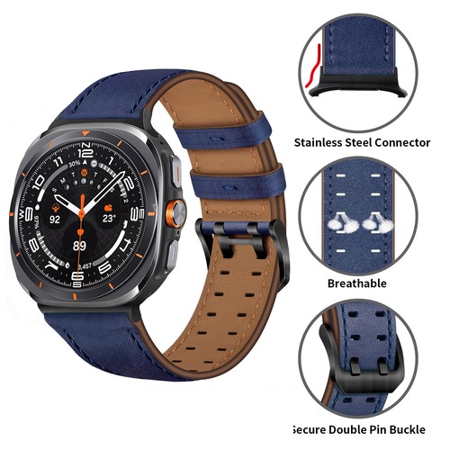 Leather Strap Double Buckle Watch Band 47MM For Samsung Galaxy Watch Ultra NEW - Picture 24 of 43