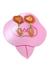 ORECCHINI PENDENTI FOGLIE FIORI ARANCIO DEBBY BIGIOTTERIA VINTAGE ANNI 70-90