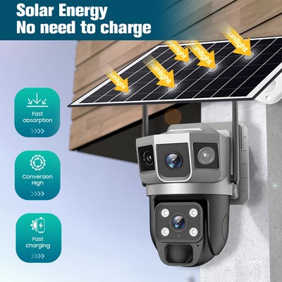 4MP Camara De Seguridad Solar Wifi Inalambrica Con Vision Nocturna Para Exterior