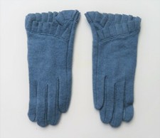 NWT Numph Numirren Pleated Wool Gloves Dusty blue Size S/M