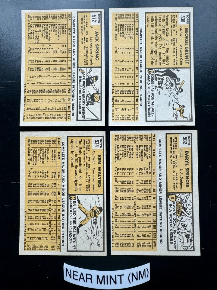 1963 Topps Baseball Cards 1-200 (P-NM) - You Pick - Complete Your Set - Image 3 of 4